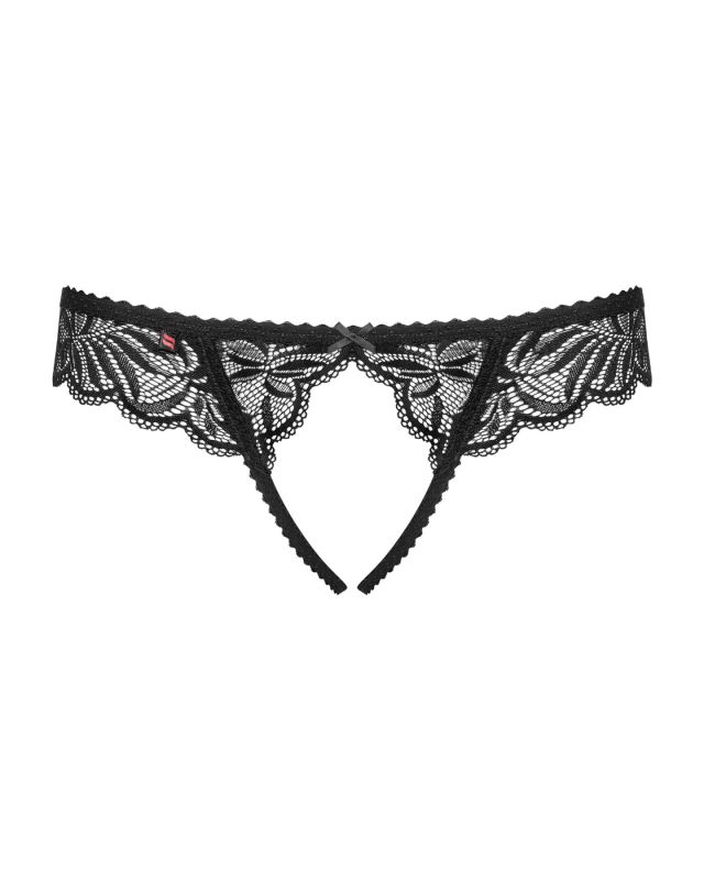 Кружевные танга с доступом Obsessive Contica crothchles thong S/M, черные