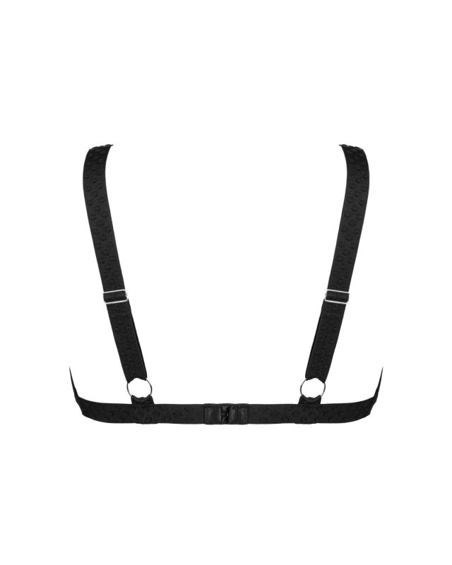 (SALE) Кружевной бюстгальтер с треугольной чашкой Obsessive Estiqua bra XS/S, черный, широкие лямки