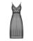 (SALE) Полупрозрачная длинная сорочка Obsessive Estiqua chemise XS/S, черный, ассиметричный крой