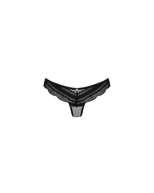 Полупрозрачные трусики с подвеской Obsessive Ivannes panties black 2XL/3XL, черные