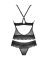 Полупрозрачный набор с украшениями Obsessive Ivannes top & thong 2XL/3XL, черный, топ и танга