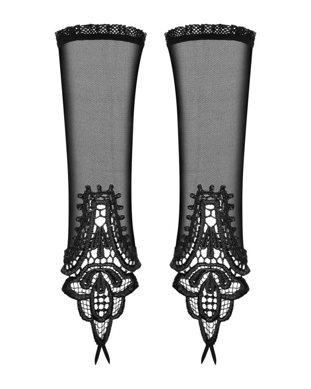 Сетчатые митенки с кружевом Obsessive Luiza mittens One size, черные