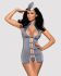 Эротический костюм стюардессы Obsessive Stewardess 3 pcs costume grey L/XL, серый, платье, стринги,