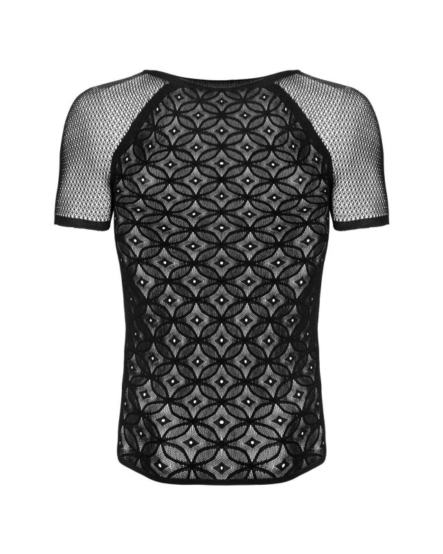 Мужская полупрозрачная футболка с орнаментом Obsessive T102 T-shirt S/M/L, черная