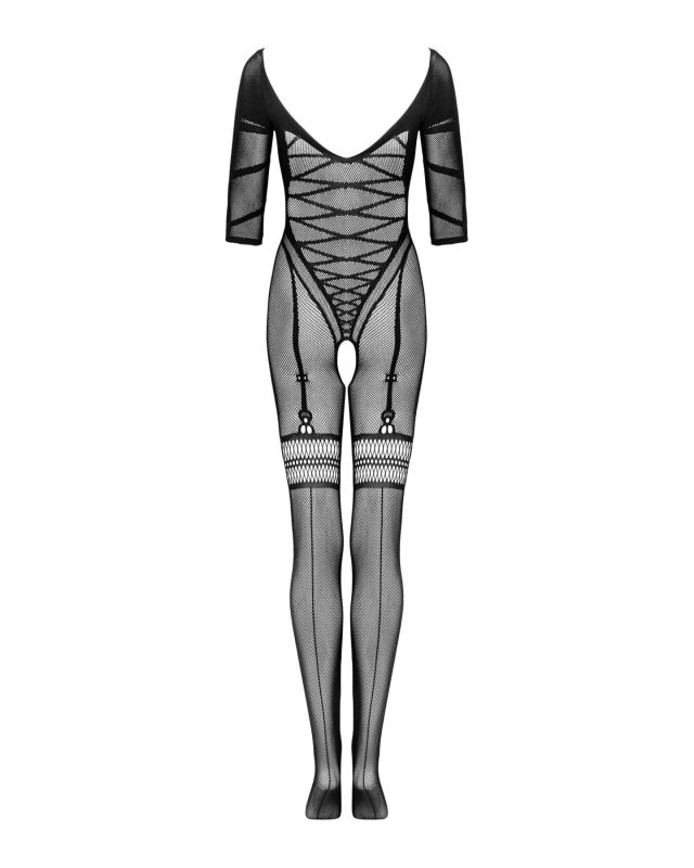 (SALE) Сетчатый бодистокинг с имитацией подвязок Obsessive Bodystocking G329 XL/XXL, black, с доступом