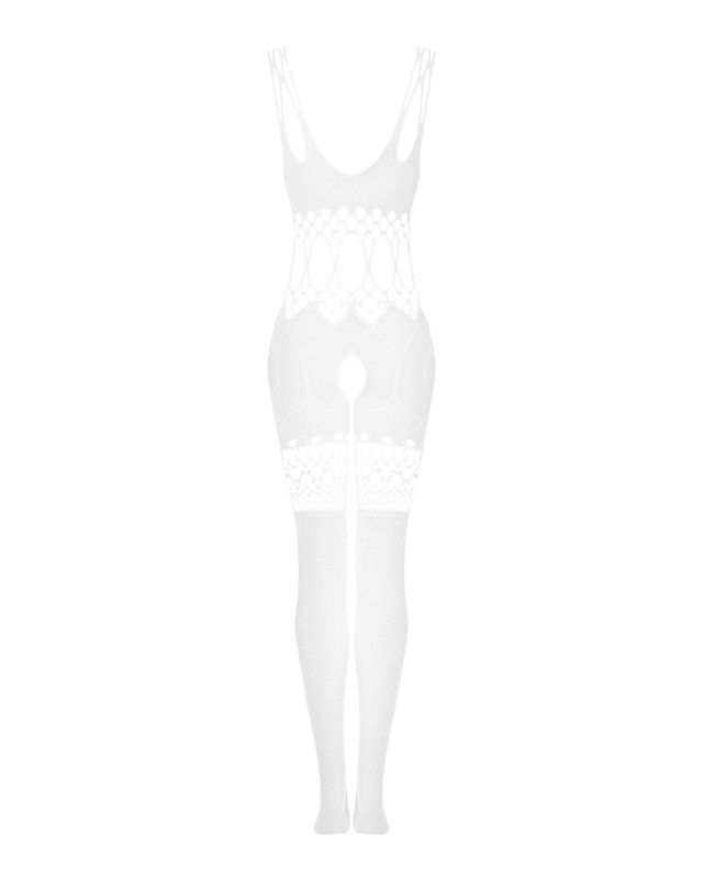 Сетчатый бодистокинг с имитацией топа и шорт Obsessive Bodystocking G330 XL/XXL, white, с доступом