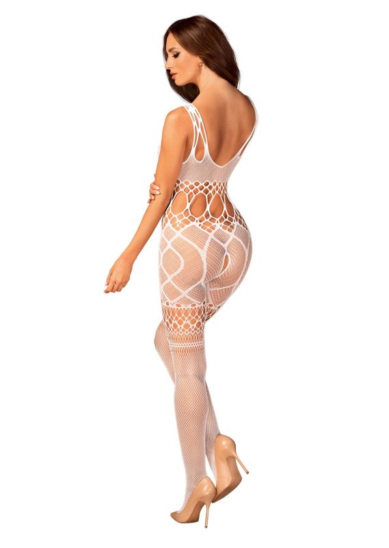 Сетчатый бодистокинг с имитацией топа и шорт Obsessive Bodystocking G330 XL/XXL, white, с доступом
