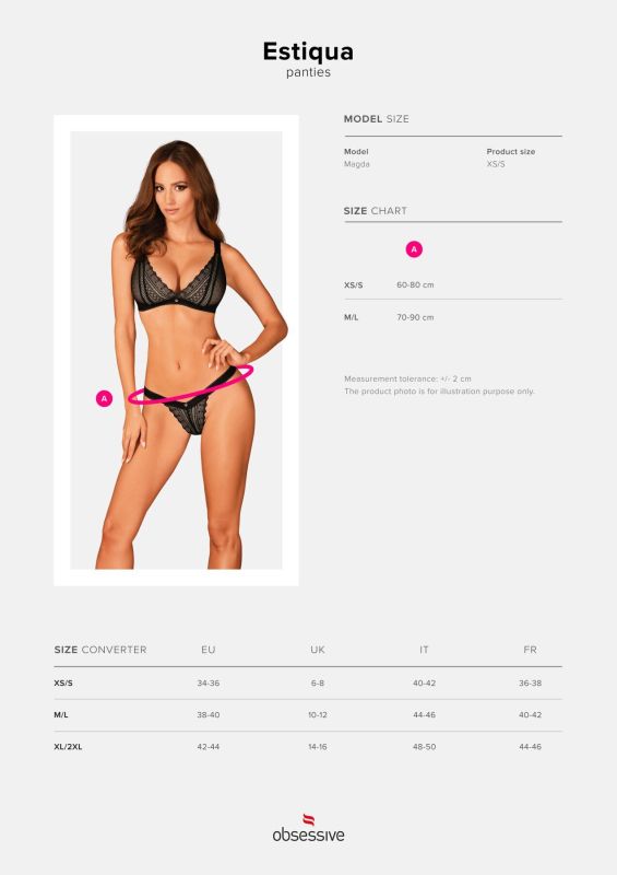 (SALE) Кружевные трусики с заниженной талией Obsessive Estiqua panties XS/S, black