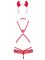 Эротический костюм чертика из стреп Obsessive Evilia teddy red S/M, боди, чокер, накладки на соски,