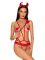 (SALE) Эротический костюм чертика из стреп Obsessive Evilia teddy red L/XL, боди, чокер, накладки на соски,