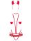 (SALE) Эротический костюм чертика из стреп Obsessive Evilia teddy red L/XL, боди, чокер, накладки на соски,