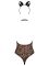 Эротический костюм леопарда Obsessive Leocatia teddy S/M, боди, обруч с ушками