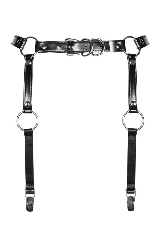 (SALE) Гартеры Obsessive A741 garter belt black O/S, искусственная кожа