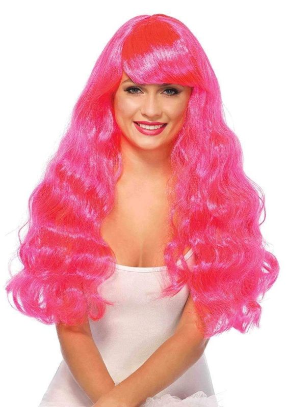 Leg Avenue Neon Star Long Wavy Wig Pink