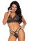 Эротический комплект со стрепами и стразами Leg Avenue Ready Or Not S Black, бра + стринги