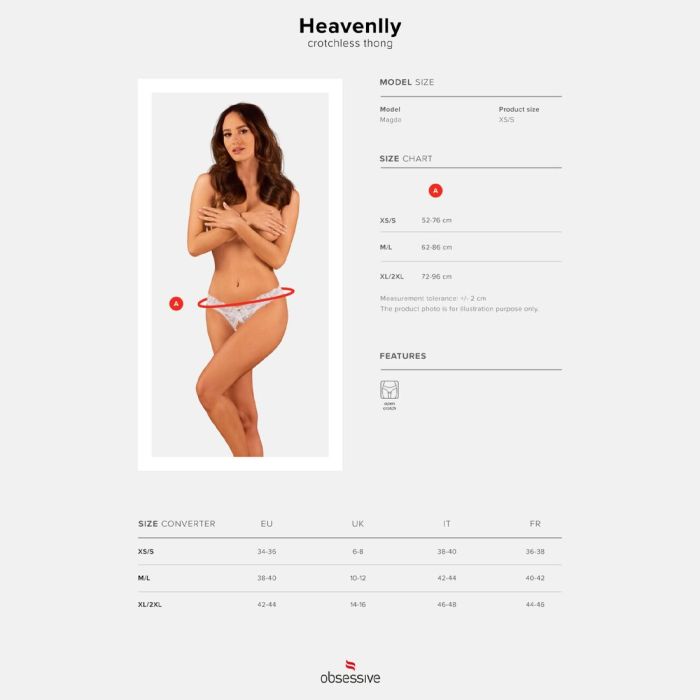 Кружевные танга Obsessive Heavenlly crotchless thong XS/S, с доступом