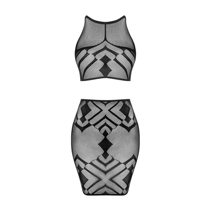 (SALE) Эротичный полупрозрачный комплект Obsessive K101 top & skirt S/M/L, топ, юбка