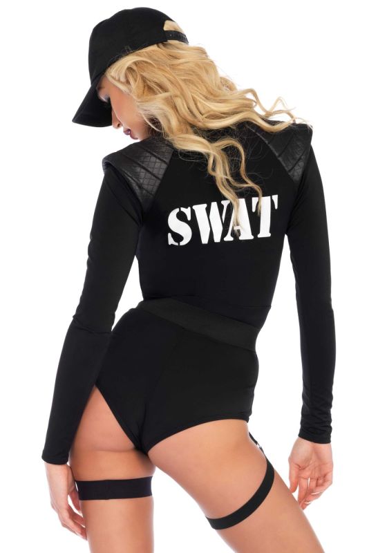 Костюм эротического спецназа Leg Avenue SWAT Team Babe L, боди, пояс, подвязки, игрушечная рация, ке