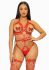 Портупея-тедди из ремней Leg Avenue Studded O-ring harness teddy L Red, экокожа