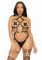 Портупея-тедди из экокожи Leg Avenue Heart ring harness teddy M, Black, подвеска-сердечко, цепи