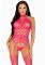 Кружевной бодистокинг с открытым доступом Leg Avenue High neck lace bodystocking One size Raspberry