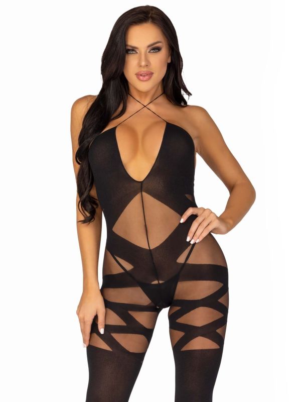 Бодистокинг Leg Avenue Illusion halter bodystocking One size Black, доступ