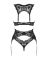 Комплект белья Obsessive Donna Dream 3-pcs set M/L Black, бюстгальтер, стринги, пояс для чулок