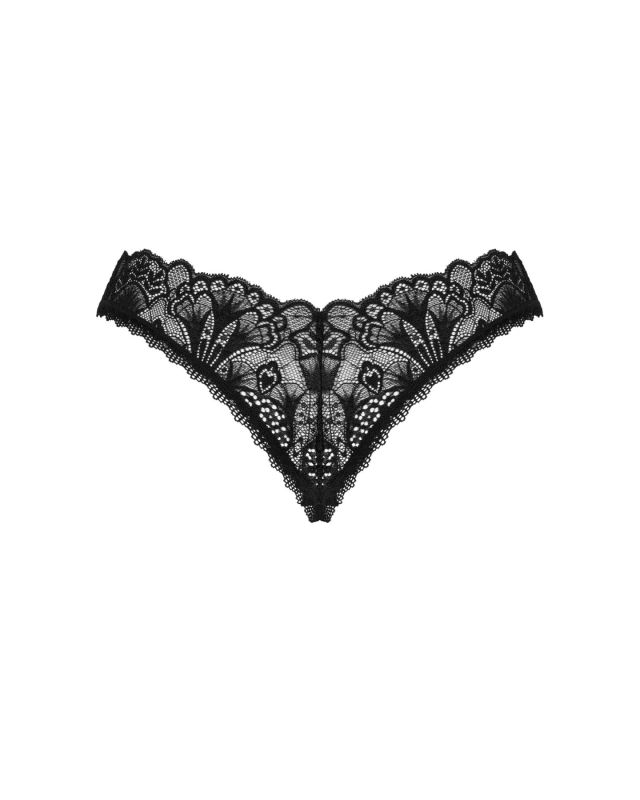 (SALE) Кружевные стринги Obsessive Donna Dream crotchless thong XS/S Black, открытый доступ