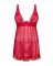 Прозрачная сорочка бэби-долл Obsessive Lacelove babydoll & thong XS/S Red, кружево, стринги