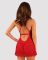 Прозрачная сорочка бэби-долл Obsessive Lacelove babydoll & thong XL/2XL Red, кружево, стринги