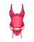 Прозрачный корсет Obsessive Lacelove corset XL/2XL Red, кружево, подвязки для чулок