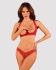 Комплект белья Obsessive Lacelove cupless 2-pcs set M/L Red, открытый доступ, открытая грудь