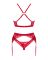Комплект белья Obsessive Lacelove cupless 3pcs set XS/S Red, бюстгальтер, стринги, пояс для чулок
