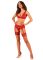 Комплект белья Obsessive Lacelove cupless 3-pcs set M/L Red, бюстгальтер, стринги, пояс для чулок