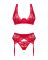 Комплект белья Obsessive Lacelove cupless 3-pcs set M/L Red, бюстгальтер, стринги, пояс для чулок