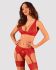 Комплект белья Obsessive Lacelove cupless 3-pcs set XL/2XL Red, бюстгальтер, стринги, пояс для чулок