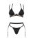 (SALE) Комплект белья Obsessive Selinne 3-pcs set XS/S Black, бюстгальтер, стринги пояс для чулок