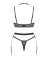 (SALE) Комплект белья Obsessive Selinne 3-pcs set XS/S Black, бюстгальтер, стринги пояс для чулок