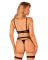 Комплект белья Obsessive Selinne 3-pcs set M/L Black, бюстгальтер, стринги пояс для чулок