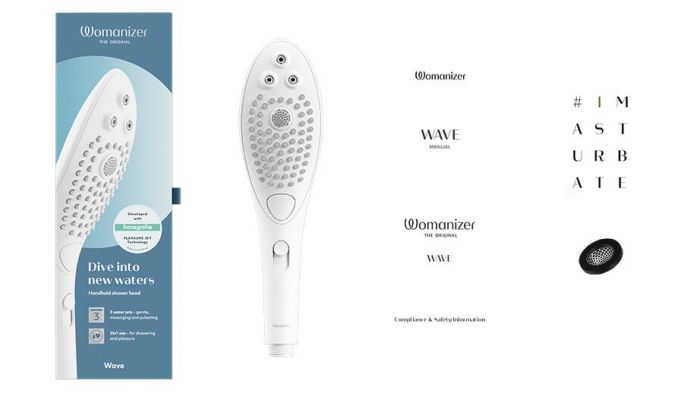 Насадка-стимулятор для душа 2в1 Womanizer Wave White, массажер для интимных зон