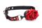 Кляп с розой Master Series: Eye-Catching Ball Gag With Rose, черно-красный