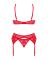 Комплект Obsessive Ingridia 3-pcs set XL/2XL, красный, бюстгальтер, стринги, пояс