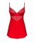 Пеньюар Obsessive Ingridia chemise & thong XS/S, красный, сорочка, стринги