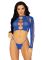 Комплект Leg Avenue Long sleeve crop top & string Royal Blue One Size, топ, стринги