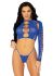 Комплект Leg Avenue Long sleeve crop top & string Royal Blue One Size, топ, стринги