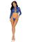 Комплект Leg Avenue Long sleeve crop top & string Royal Blue One Size, топ, стринги