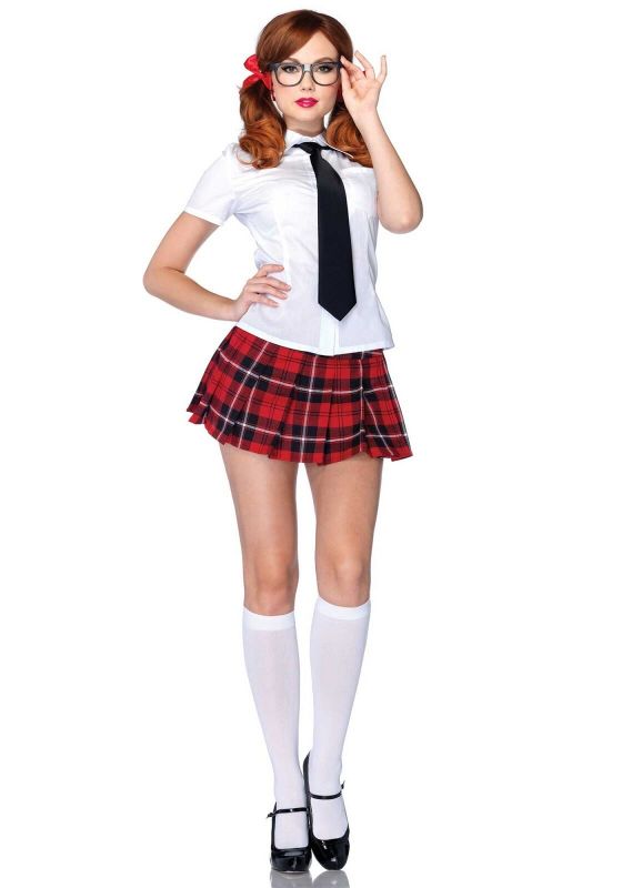 Эротический костюм школьницы Leg Avenue Private School Sweetie L, рубашка, юбка, галстук, оправа
