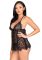 Сорочка беби-долл Leg Avenue Floral lace babydoll & string Black M, стринги