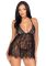 Сорочка беби-долл Leg Avenue Floral lace babydoll & string Black M, стринги