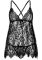 Сорочка беби-долл Leg Avenue Floral lace babydoll & string Black L, стринги